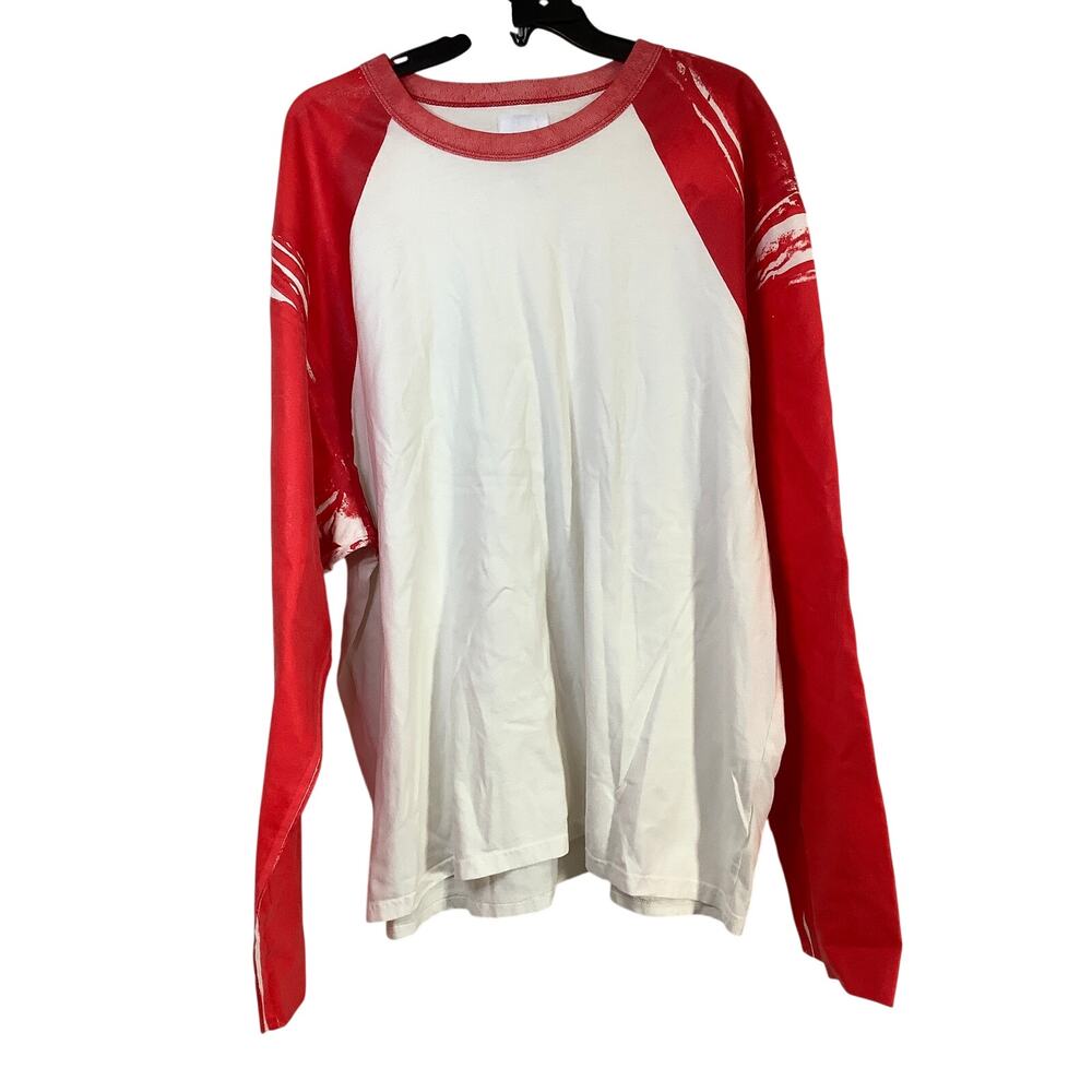 BTFL Men's XXL Red White Long Sleeve Baseball Tee Shirt Active Athleisure S6-16